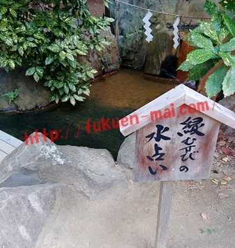 生田神社の水占いをする森の池